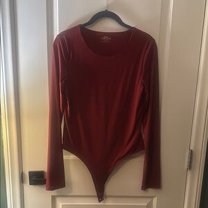 Women's Long Sleeve Burgundy Bodysuit
